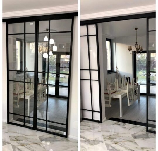 Partitie metalica cu uși glisante